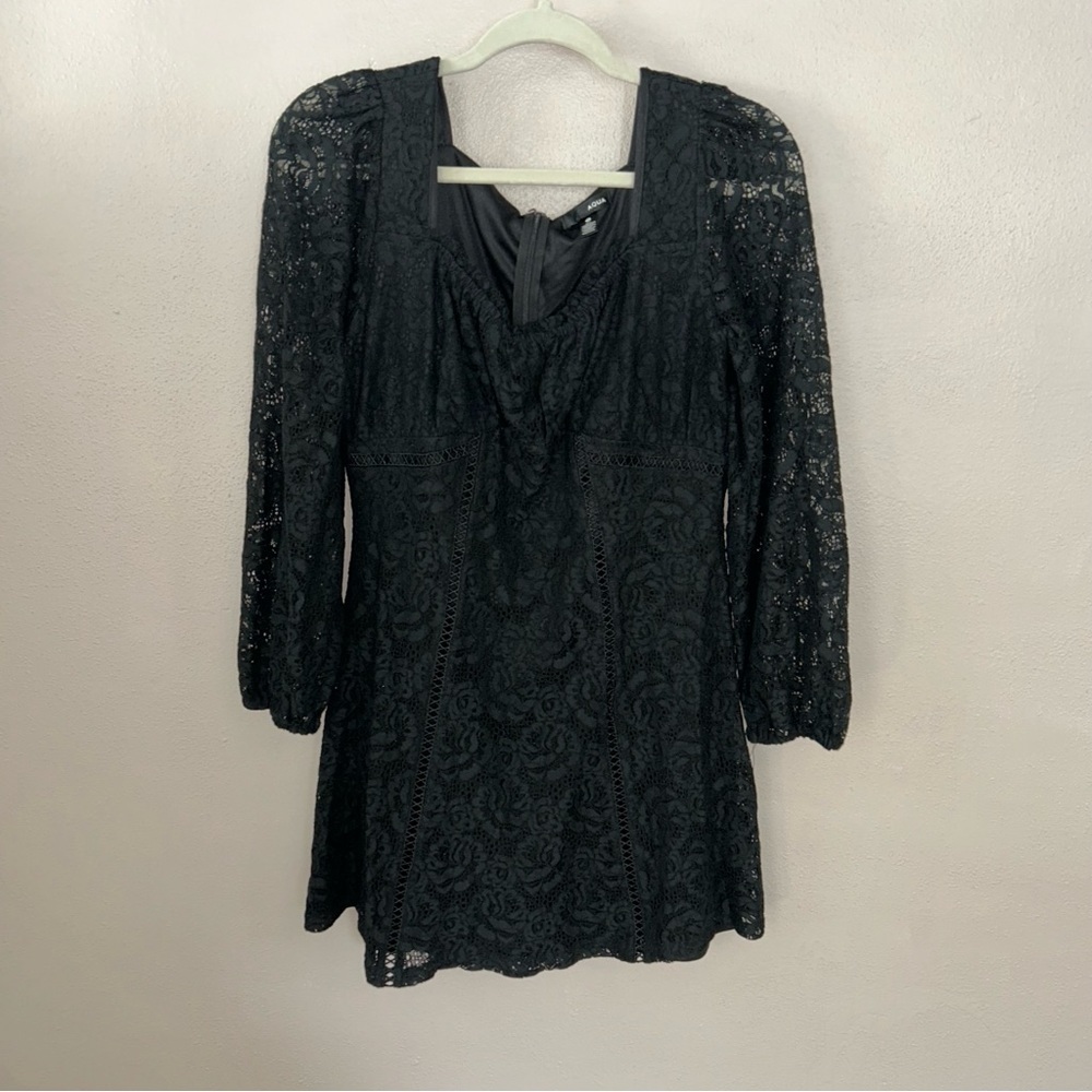 Aqua Black Lace Long sleeve  whismigoth goth Dress